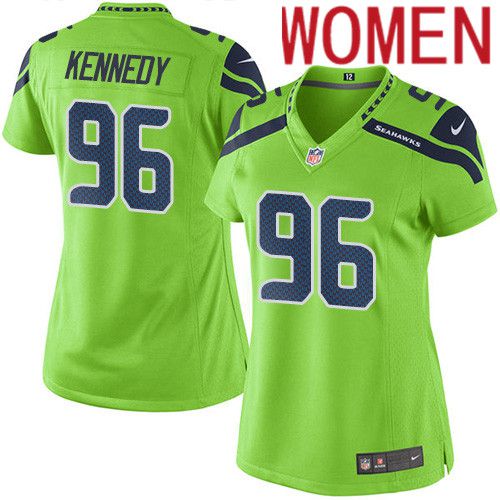 Women Seattle Seahawks #96 Cortez Kennedy Nike Neon Green Game NFL Jersey